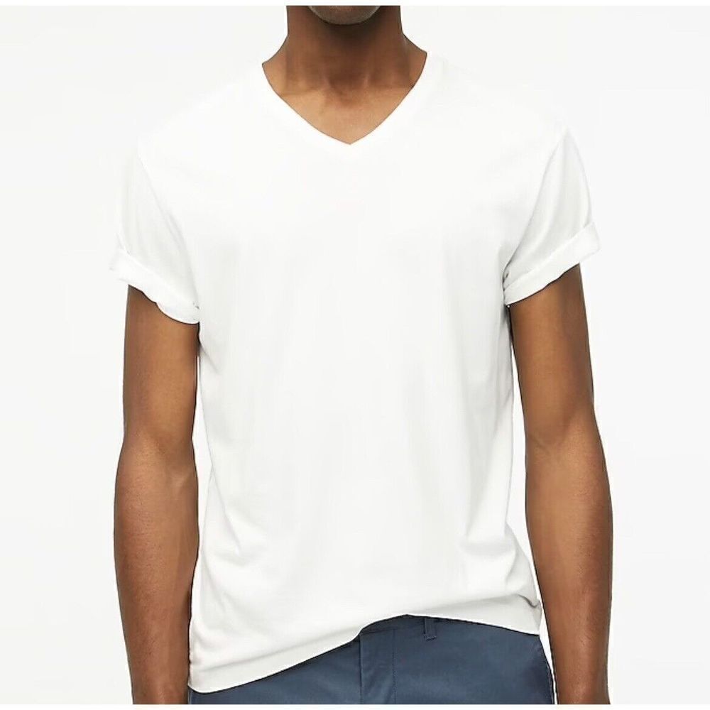 J CREW Mens White Slim-Washed Jersey V-Neck Tee NEW Small S 40993